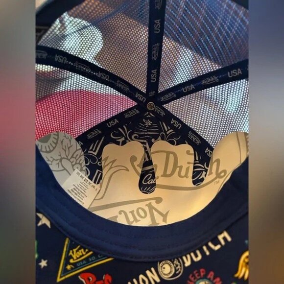 VON DUTCH BLUE “ALL OVER EYES” PRINT SNAP BACK. NWOT unisex - Picture 3 of 5